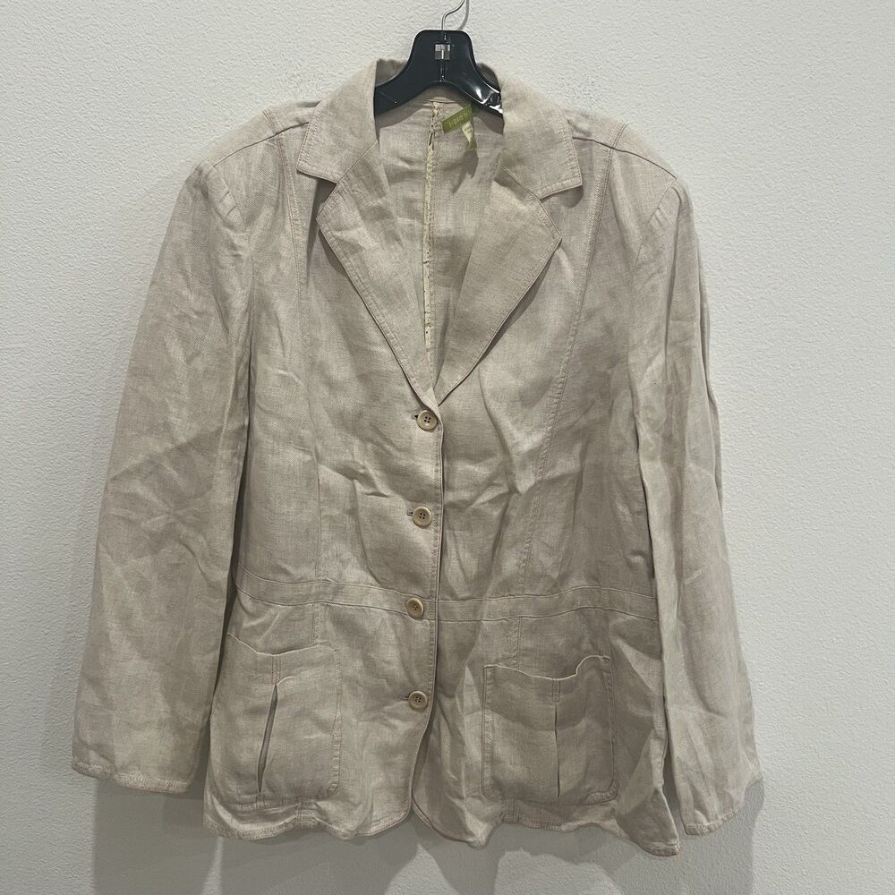 Sigrid Olsen 100% Linen Blazer Women’s 16W Preppy Office Minimalist Spring